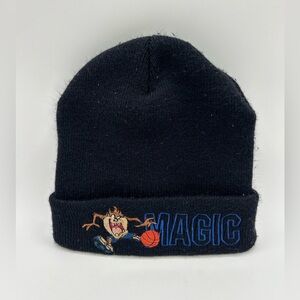 Vtg 90's MAGIC Tasmanian Devil TAZ 1996 Black Stocking Cap Winter Hat Rare *READ